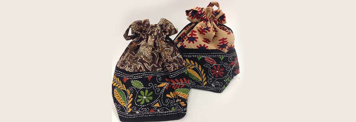 Handbags with Kalamkari motifs
