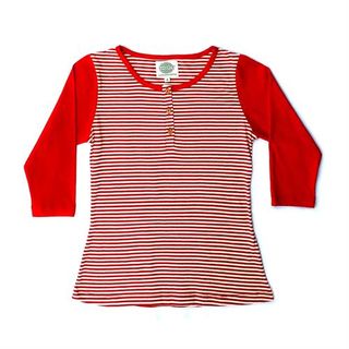 women red striped henley t-shirt