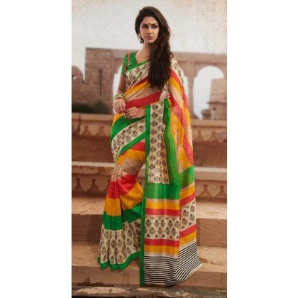 Printed Designer Bhagalpuri Silk Saree