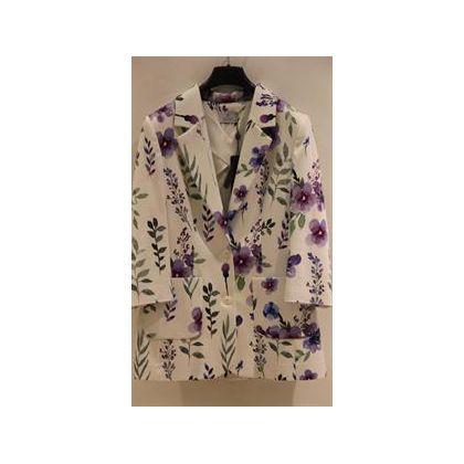 Ladies Flower Printed Pockets Jacket