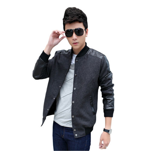 Men's Pu Leather Jacket Pockets Autumn Winter Wear - Temu