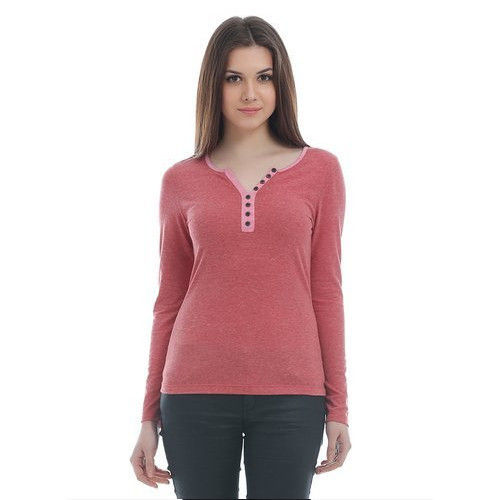 Ladies Henley Knitted T-Shirt