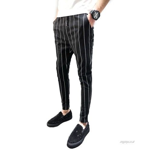 Buy HANCOCK Black Mens Slim Fit Striped Trousers  Shoppers Stop
