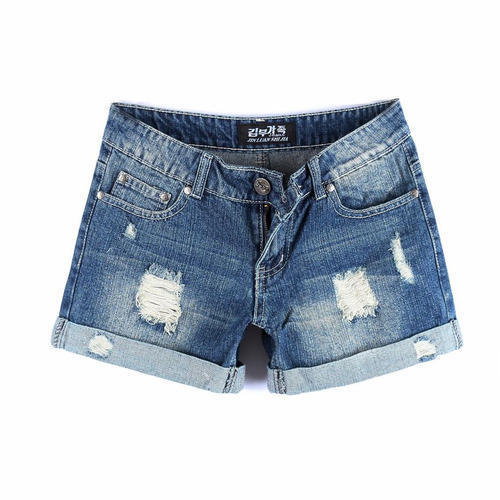 Paperbag denim shorts blue - Women's Denim Shorts | Ackermans