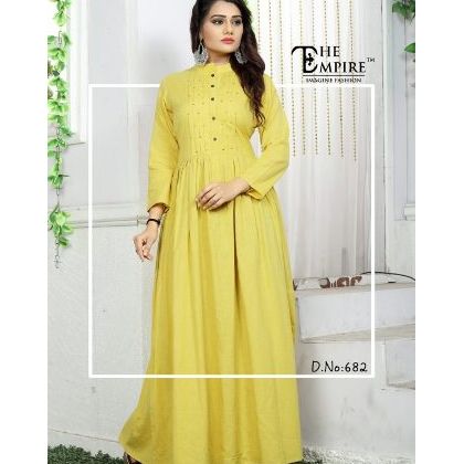 Yellow Cotton Designer Maxi Kurta