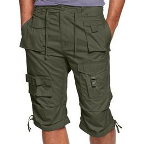 Cheap Men Breathable Capri Pants Color Straight Solid Pocket Trousers  Joom