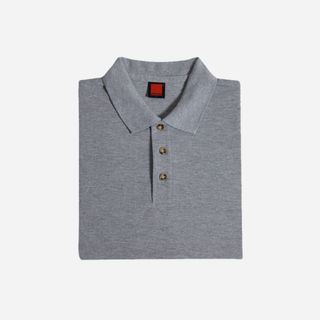 Ash Grey Melange Pique Polo Shirt