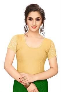 Golden Shimmer Half-Net Sleeve Blouse