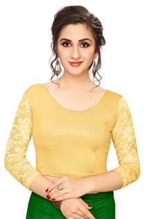 Golden Shimmer Half-Net Blouse