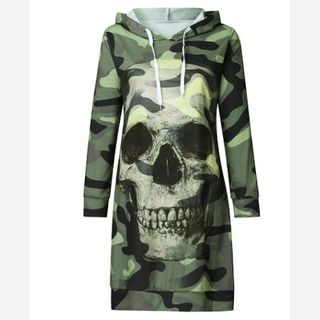Camouflage Skull Hooded Top