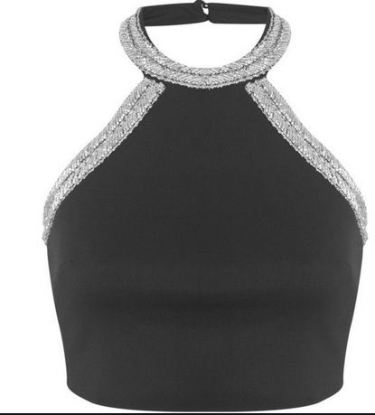 Halter Neck Embellished Tops
