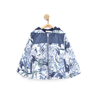Long Sleeve Triangle Design Printed Hooded Trench Coat