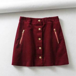 Corduroy Zip-up Mini Skirts