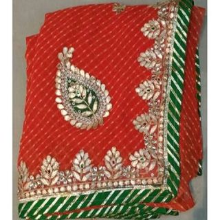 Bandhej Embroidered Saree