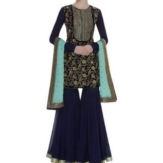 Bustier with Sharara Pants and Cape