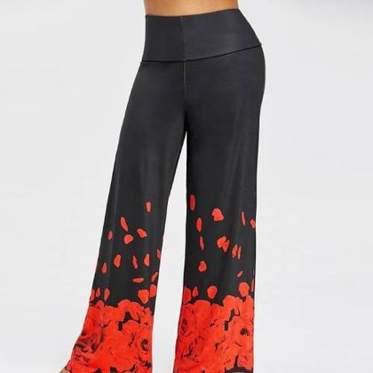 Plus Size Printed Wide Leg Pants