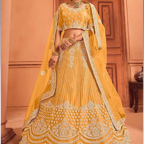 Embroidered Semi-Stitched Lehenga