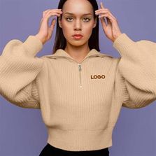 Women's Metallic Half Zip Sweater