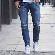 Men's Cotton Dark-Blue Ribbed Jeans