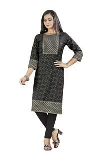 Women's Foil Print Knee Length Kurta