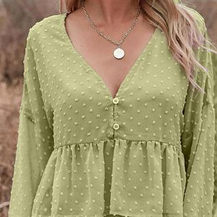 Women's Swiss Dot V-Neck Crop Top