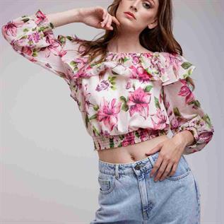 Women's Cotton Floral Print Off-Shoulder Tops