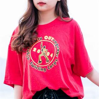 Women Solid Ruby Red Round-neck T-shirts