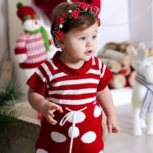 Kids Wool Half-Sleeve Knee-Length Dress