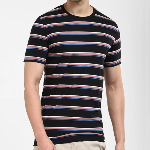 Men Striped Crew Neck T-shirts