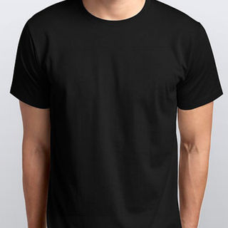 Men Black Plain Round Neck T-shirts