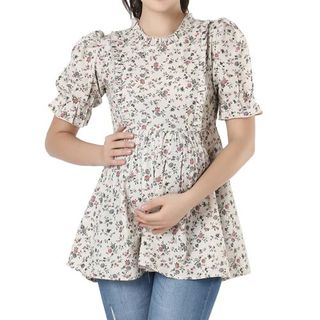 Maternity Feeding Tops with ruffled Neck and puffed