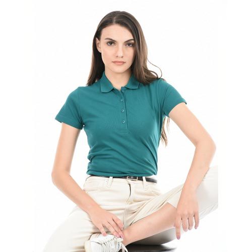 Women Knitted Double Pique Polo T-Shirts