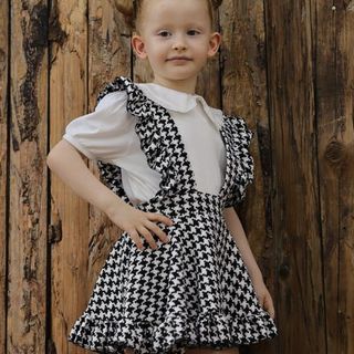 Girls Houndstooth Print Frock