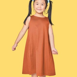 Girls Solid Sleeve Less  Frock