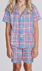Girls Gingham Check Pajamas Sets