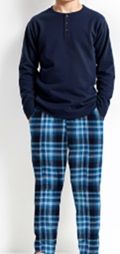 Men Long Sleeve T-shirt Top and Flannel Pants