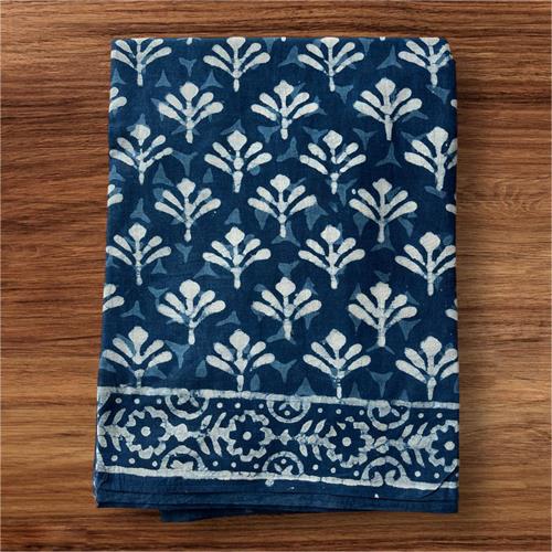 Mulmul Cotton Hand Block Printed Sarees
