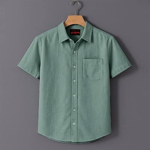 Men's Casual Solid Dyed Short Sleeve Shirt