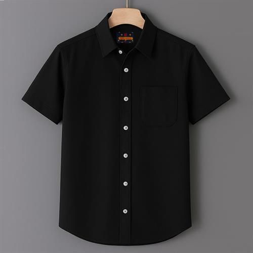 Men's Casual Short Sleeve Solid Dyed Shirt