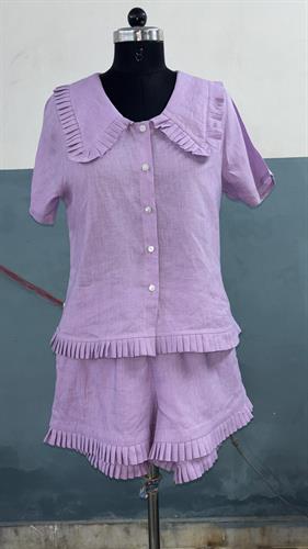 Women's Pleated-Trim Co-Ord Set