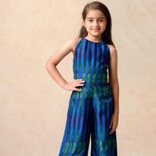 Girls Stripes Printed Jumpsuit