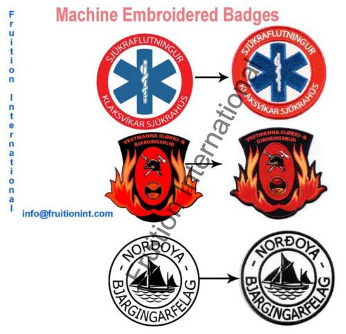 machine embroidered badges