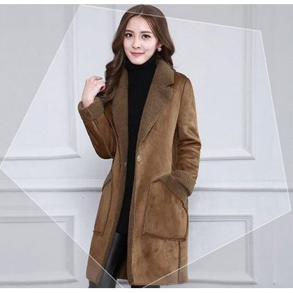 Women Brown Suede Coat