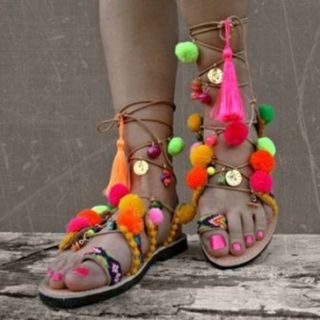 Colorful Pompom Sandal