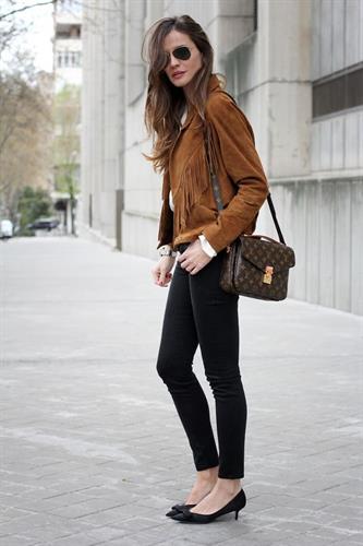Women Tan Western Fringes Suede Leather Jacket