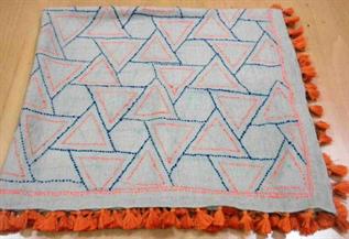 100% Wool + Acrylic Embroidery, Coral Spice