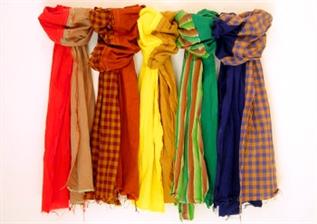 100% Viscose, 60% Polyester / 40% Viscose, Red / Green / Blue