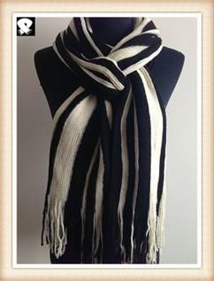 Black and white knitted scarf for the winter season