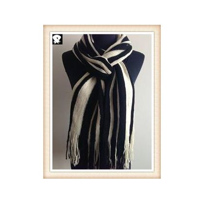 Black and white knitted scarf for the winter season