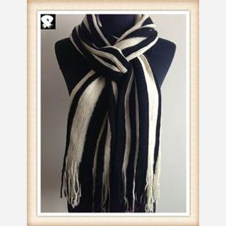 Black and white knitted scarf for the winter season